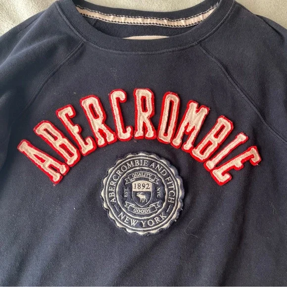 Vintage y2k Navy Abercrombie Spellout Preppy Sweater - Picture 4 of 5